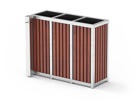 Poubelle Altus pour recyclage de quatre boites avec le cendrier Poubelle Altus pour recyclage de quatre boites avec le cendrier