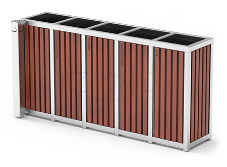 Poubelle Altus pour recyclage de cinq boites et cendrier Poubelle Altus pour recyclage de cinq boites et cendrier
