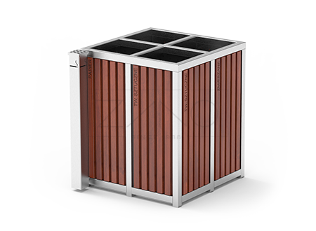 Poubelle Altus pour recyclage de quatre boites avec le cendrier Poubelle Altus pour recyclage de quatre boites avec le cendrier