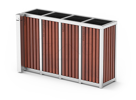 Poubelle Altus pour recyclage de trois boites avec le cendrier Poubelle Altus pour recyclage de trois boites avec le cendrier
