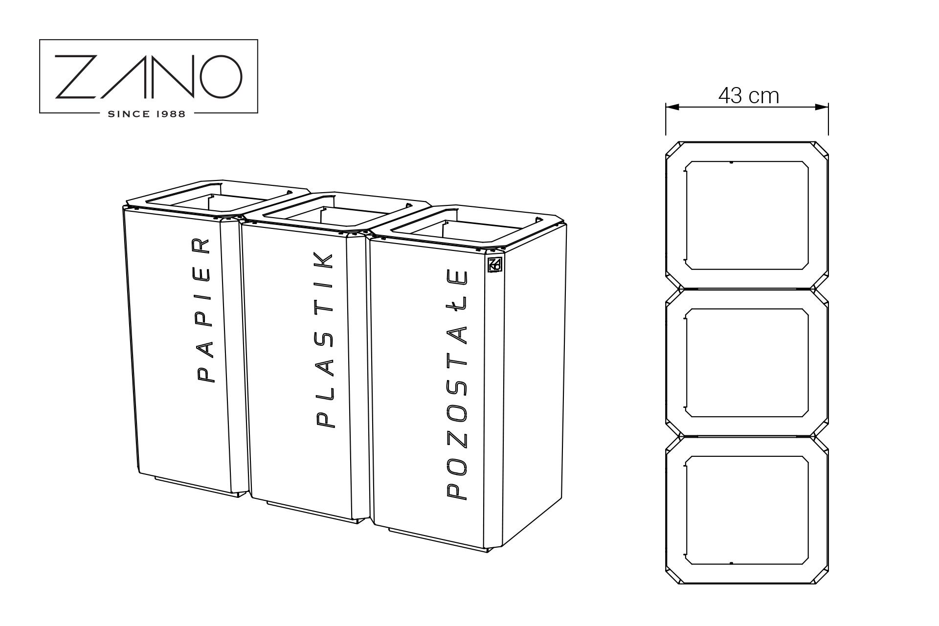 Poubelle de Recyclage Stilo ZANO Mobilier urbain