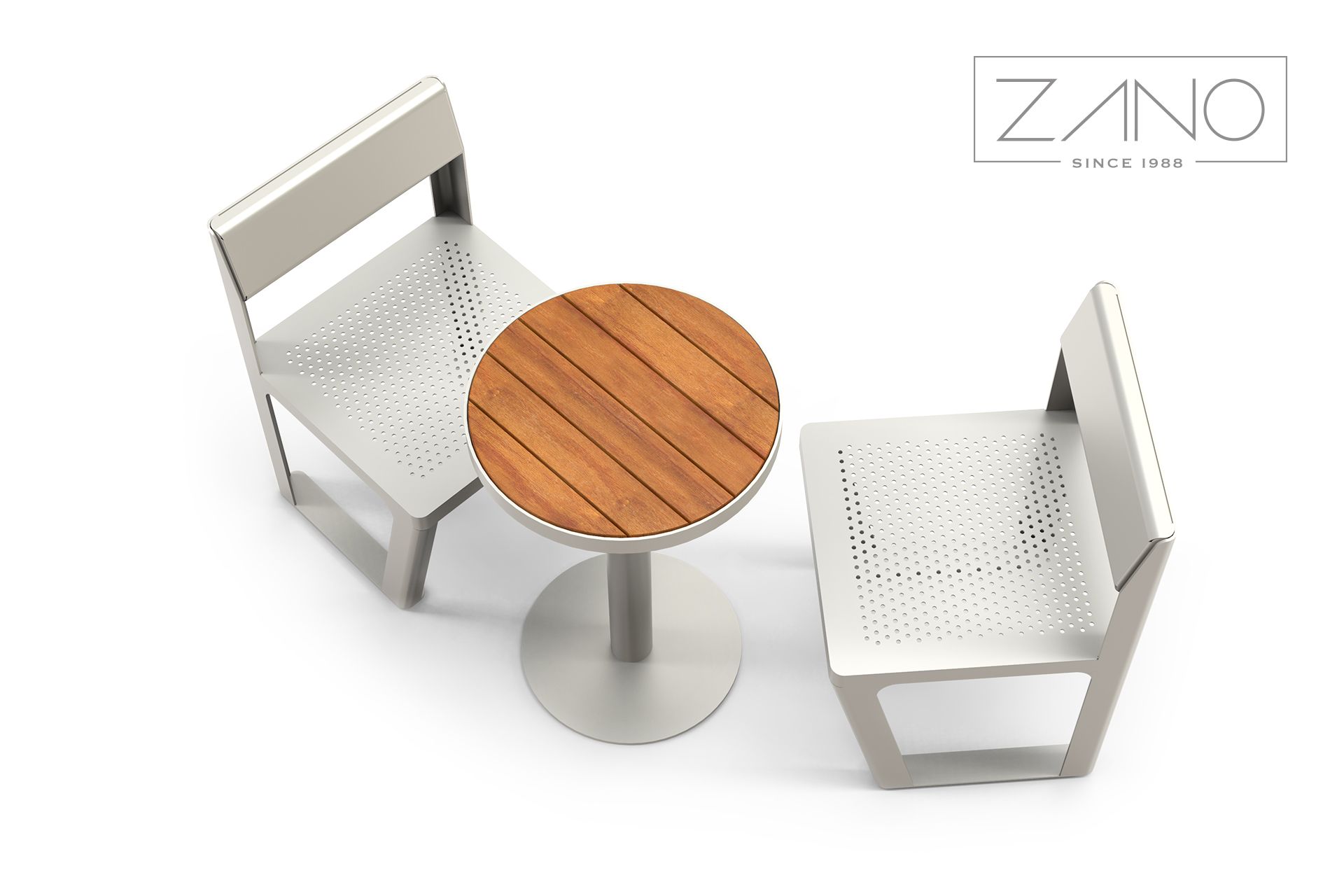 Table et chaises en acier inoxydable pour cafés, parcs et restaurants
