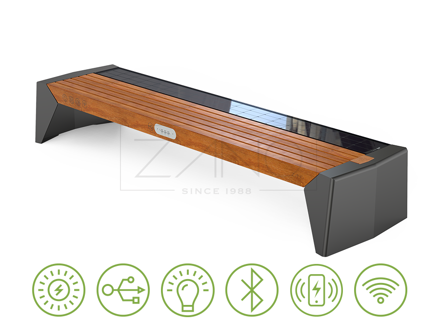 Banc solaire connecté Photon 02.409.3 | acier au carbone