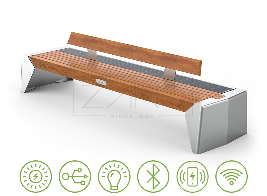 Banc solaire Photon 02.009.3 | acier inoxydable