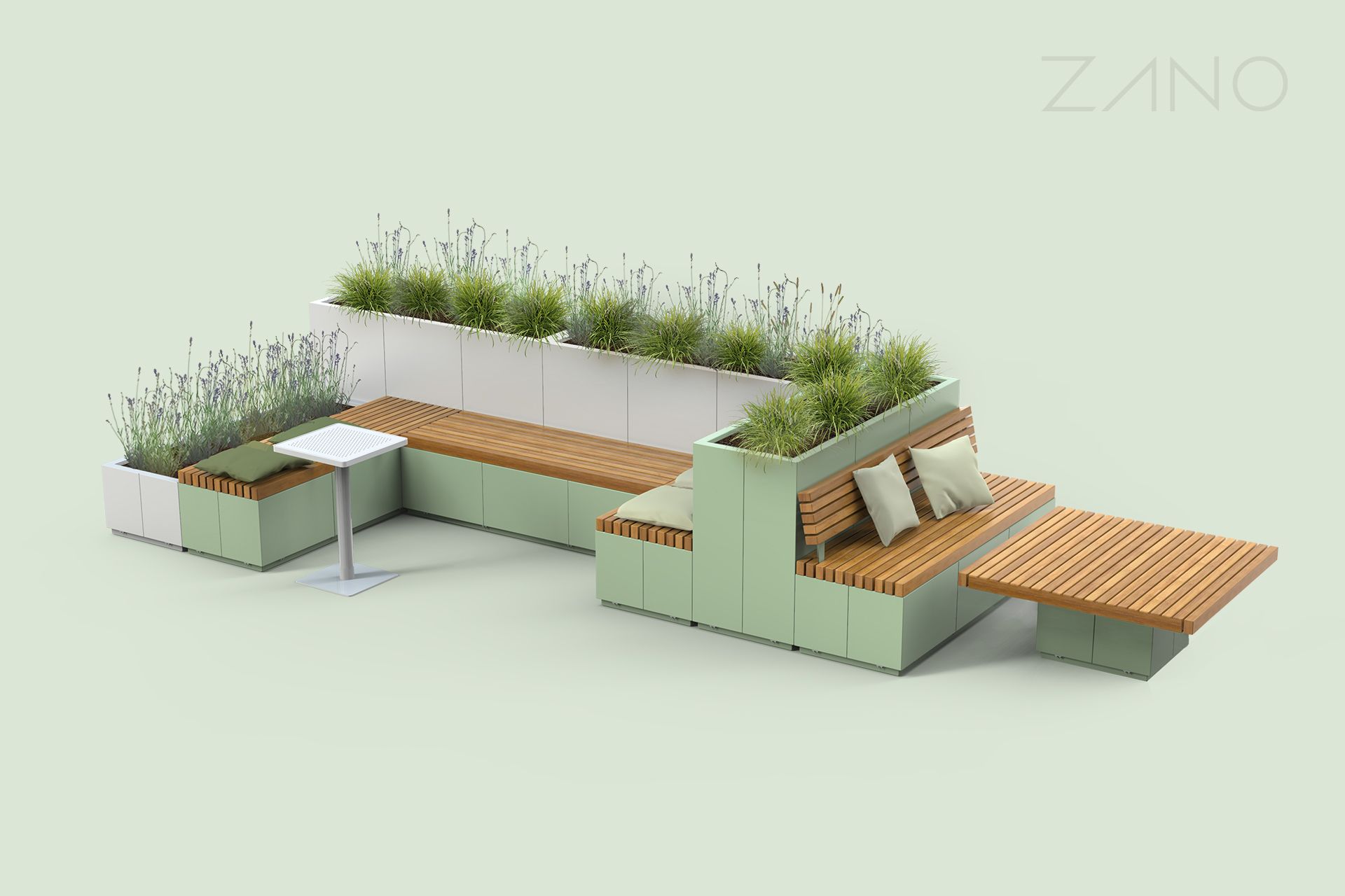 Mobilier urbain dans un arrangement avec une table