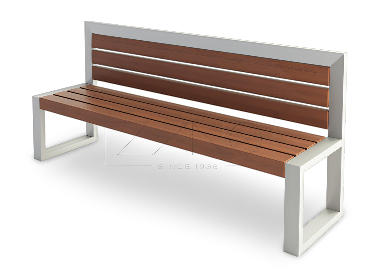 banc de rue inox lattes de bois