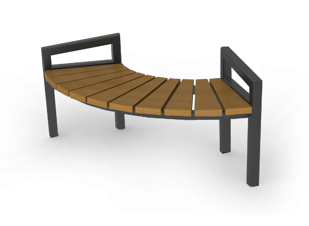 Banquette publique modulaire Luna Banquette publique modulaire, acier et lattes de bois