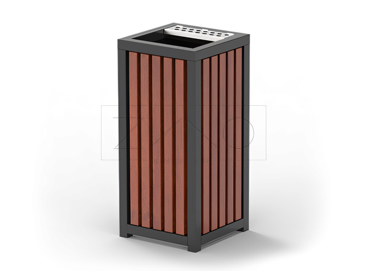 poubelle lattes de bois corbeille bois