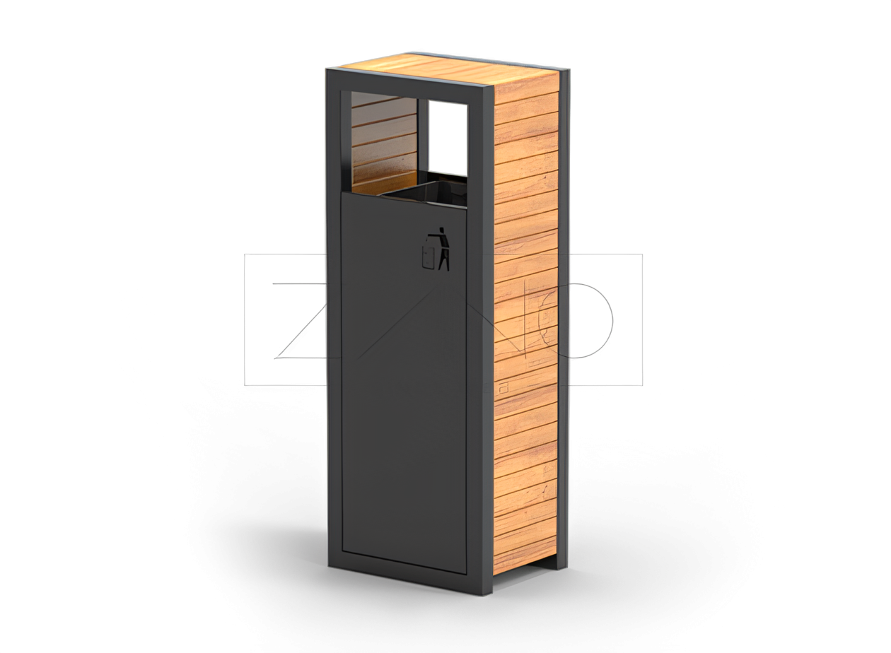 corbeille de propreté urbaine Pavo corbeille publique acier bois