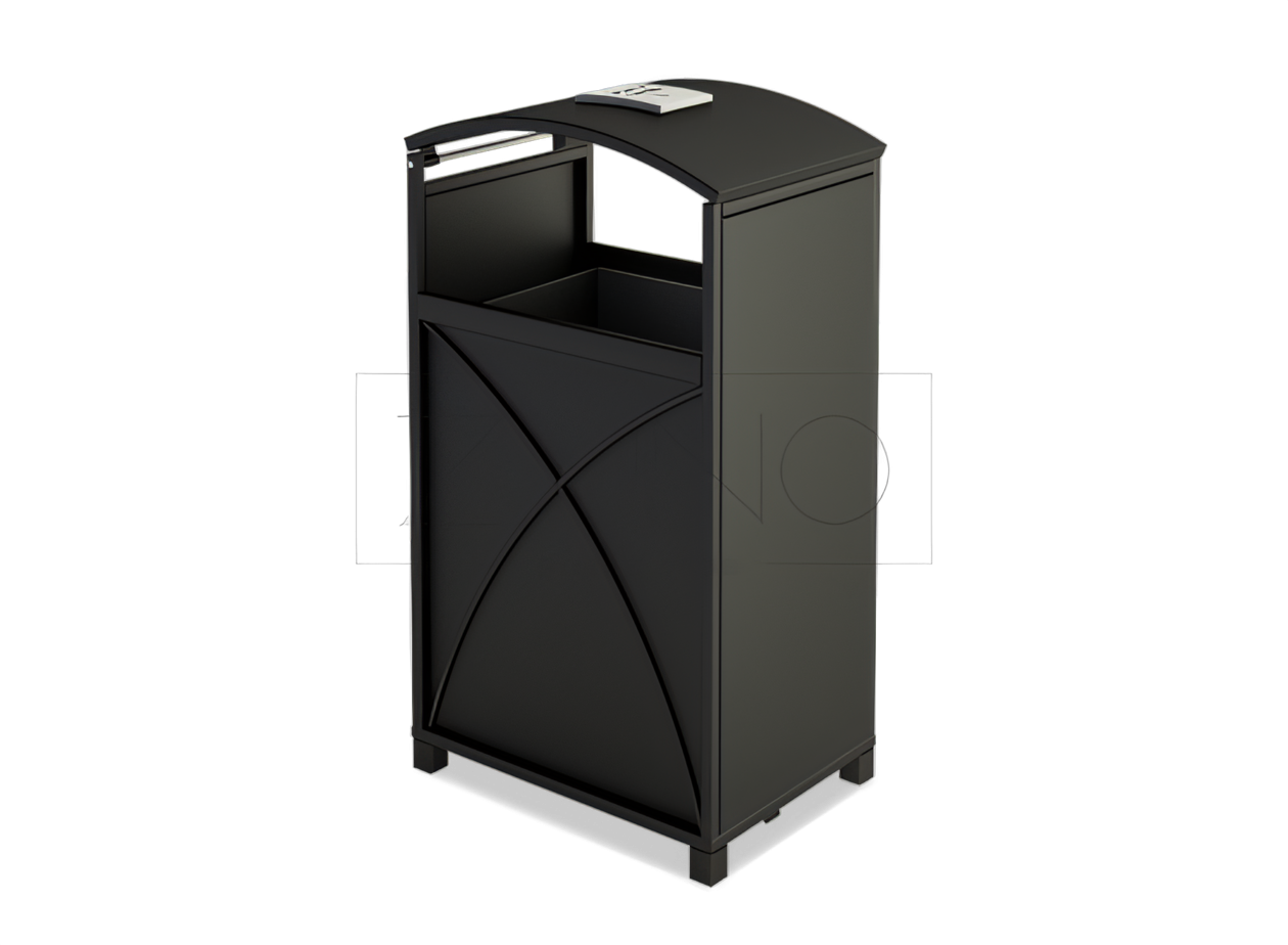 Corbeille de parc en acier avec cendrier