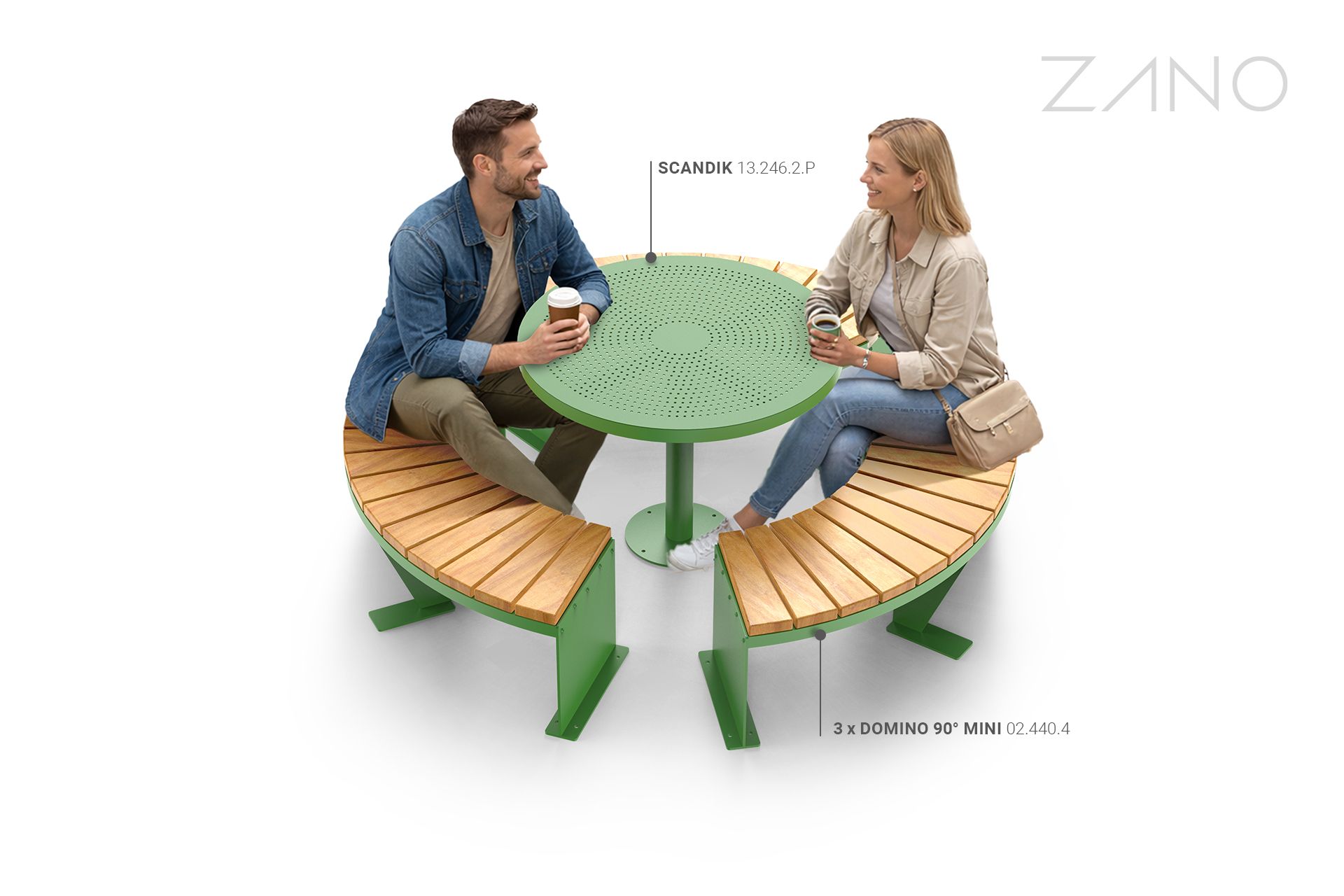 Bancs solides avec table en acier peint et bois exotique Bancs solides avec table en acier peint et bois exotique