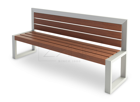 banc de rue inox lattes de bois