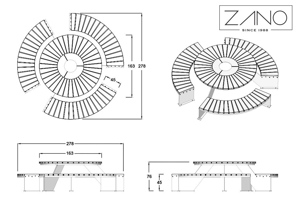 table de pique-nique ronde - dimensions