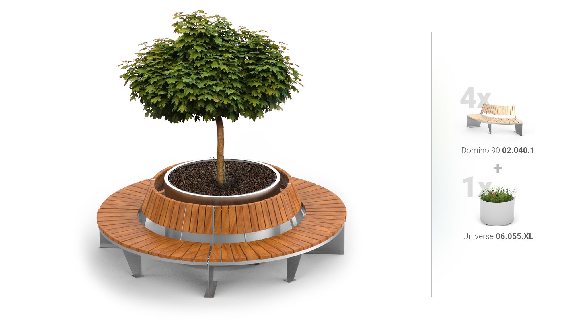 Banc rond avec pot d'arbre