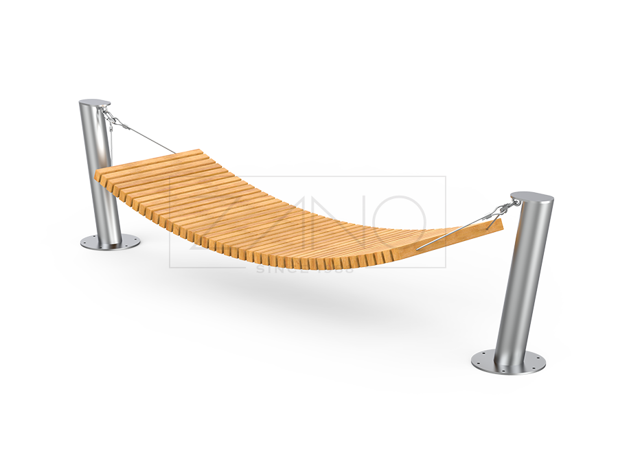Hamac urbain Wave, Acier inoxydable et bois exotique