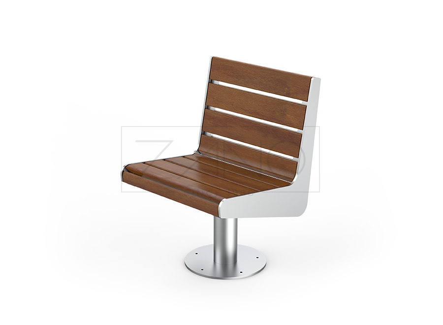 Chaise de parc pivotante en acier inoxydable et bois d'épicéa