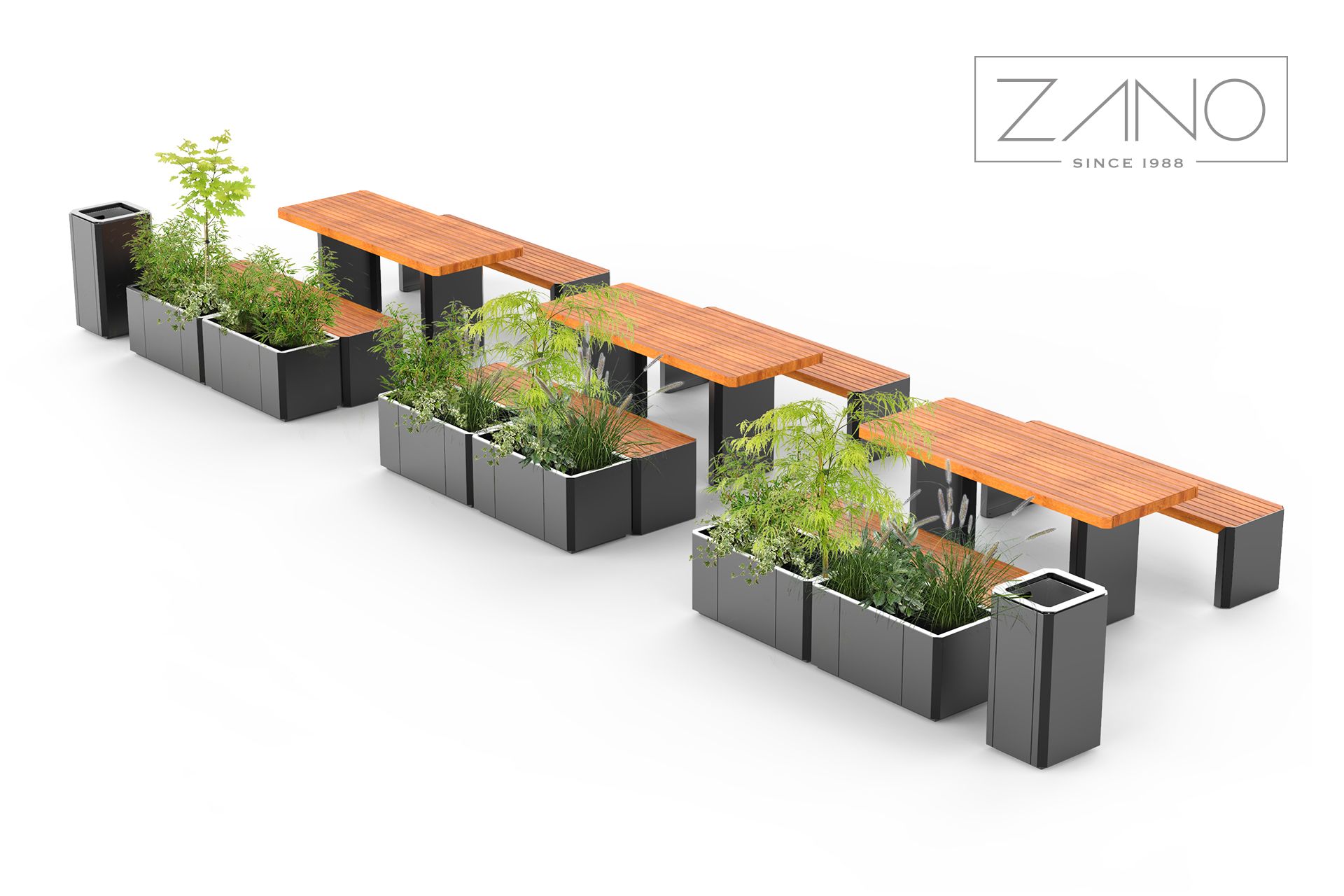 Stilo - bancs et jardinières de ZANO mobilier urbain